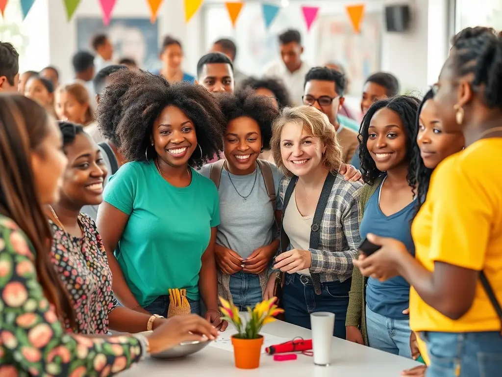 A diverse community gathering promoting understanding and acceptance.